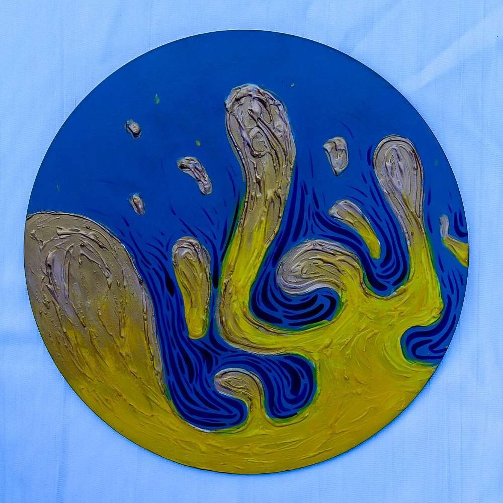 A Stunning Handcrafted Texture Painting - Ethereal Beauty | 2 Colour Tone (Blue & Yellow)