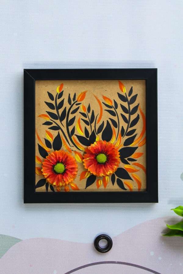 Extraordinarily Stunning Mixed-Media Painting – A Must-Have | 2 Flowers Embedded