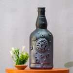 Hand-Painted Textured Glass Bottle – Elegant & Unique Art