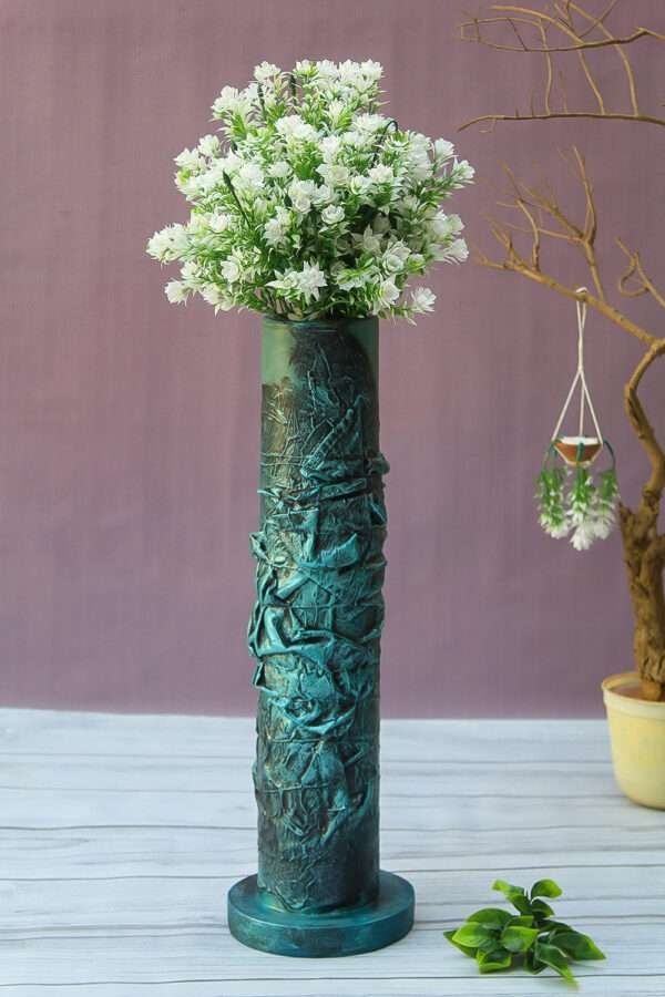 Handmade Flower Pot with Dazzling Metallic Colors | 2 Colour Tone (Black & Blue)