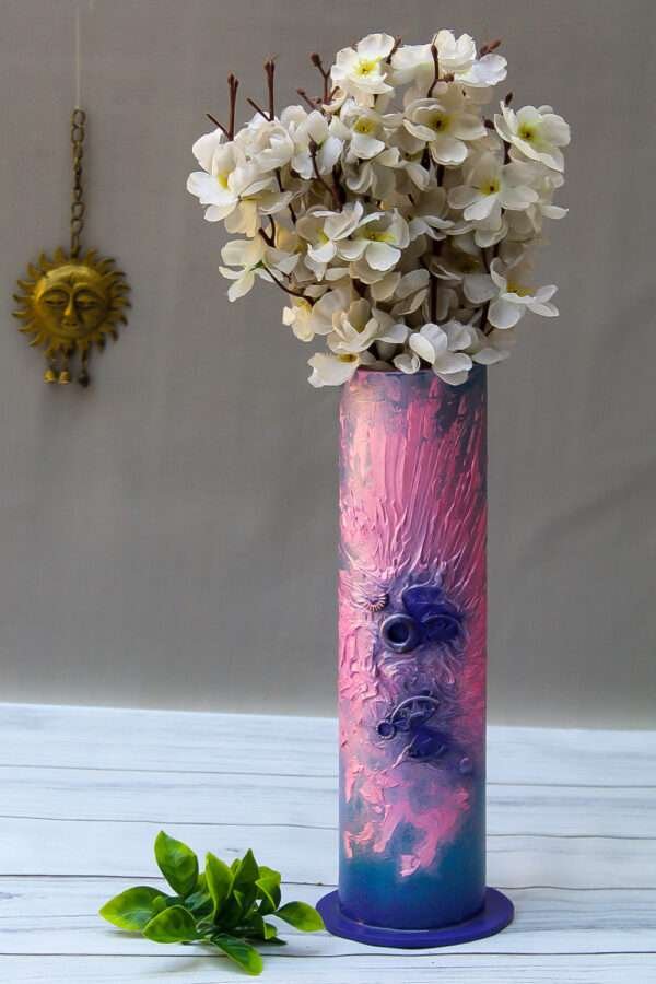 Exquisite Metallic Textured Flower Pot for Luxury Décor | 2 Colour Tone (Pink & Violet)